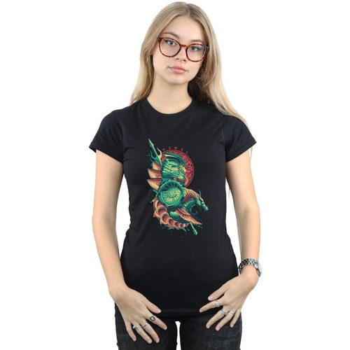 Abbigliamento Donna T-shirts a maniche lunghe Dc Comics Aquaman Xebel Crest Nero