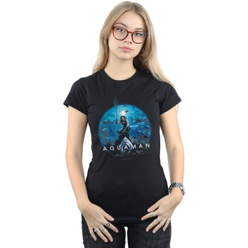 Abbigliamento Donna T-shirts a maniche lunghe Dc Comics Aquaman Circle Poster Nero