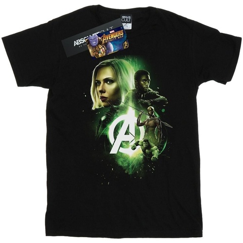 Abbigliamento Bambina T-shirts a maniche lunghe Marvel Avengers Infinity War Widow Panther Team Up Nero