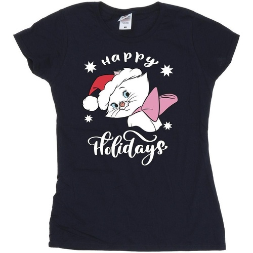 Abbigliamento Donna T-shirts a maniche lunghe Disney The Aristocats Happy Holidays Blu