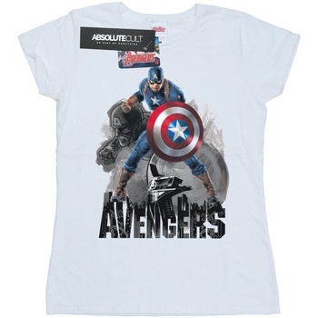 Abbigliamento Donna T-shirts a maniche lunghe Marvel Captain America Action Pose Bianco