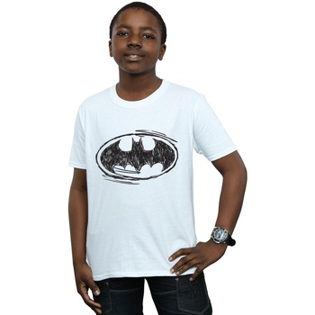 Abbigliamento Bambino T-shirt maniche corte Dc Comics Batman Sketch Logo Bianco