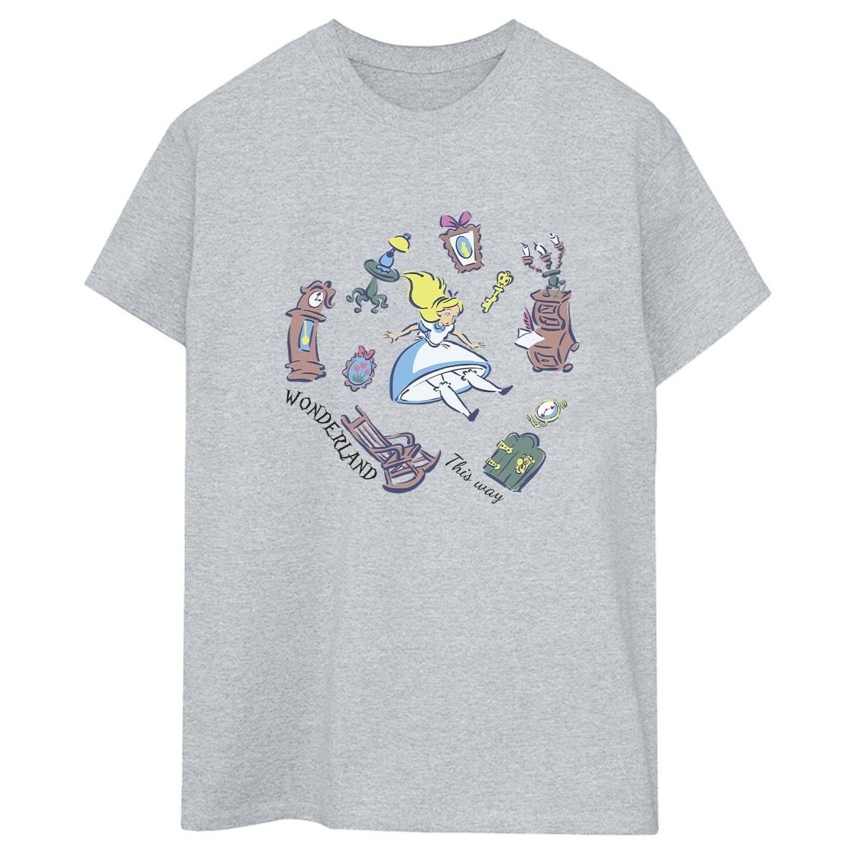 Abbigliamento Donna T-shirts a maniche lunghe Disney Alice In Wonderland Falling Grigio
