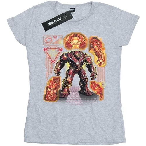 Abbigliamento Donna T-shirts a maniche lunghe Marvel Avengers Infinity War Hulkbuster Blueprint Grigio