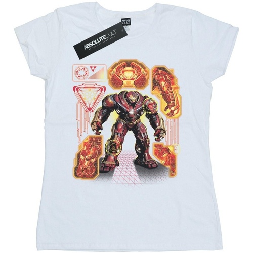Abbigliamento Donna T-shirts a maniche lunghe Marvel Avengers Infinity War Hulkbuster Blueprint Bianco