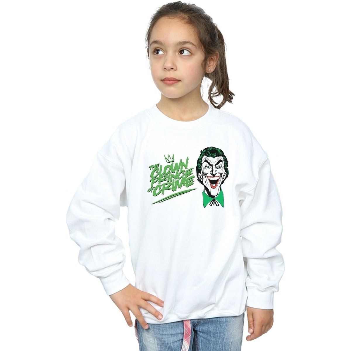 Abbigliamento Bambina Felpe Dc Comics Batman Joker The Clown Prince Of Crime Bianco