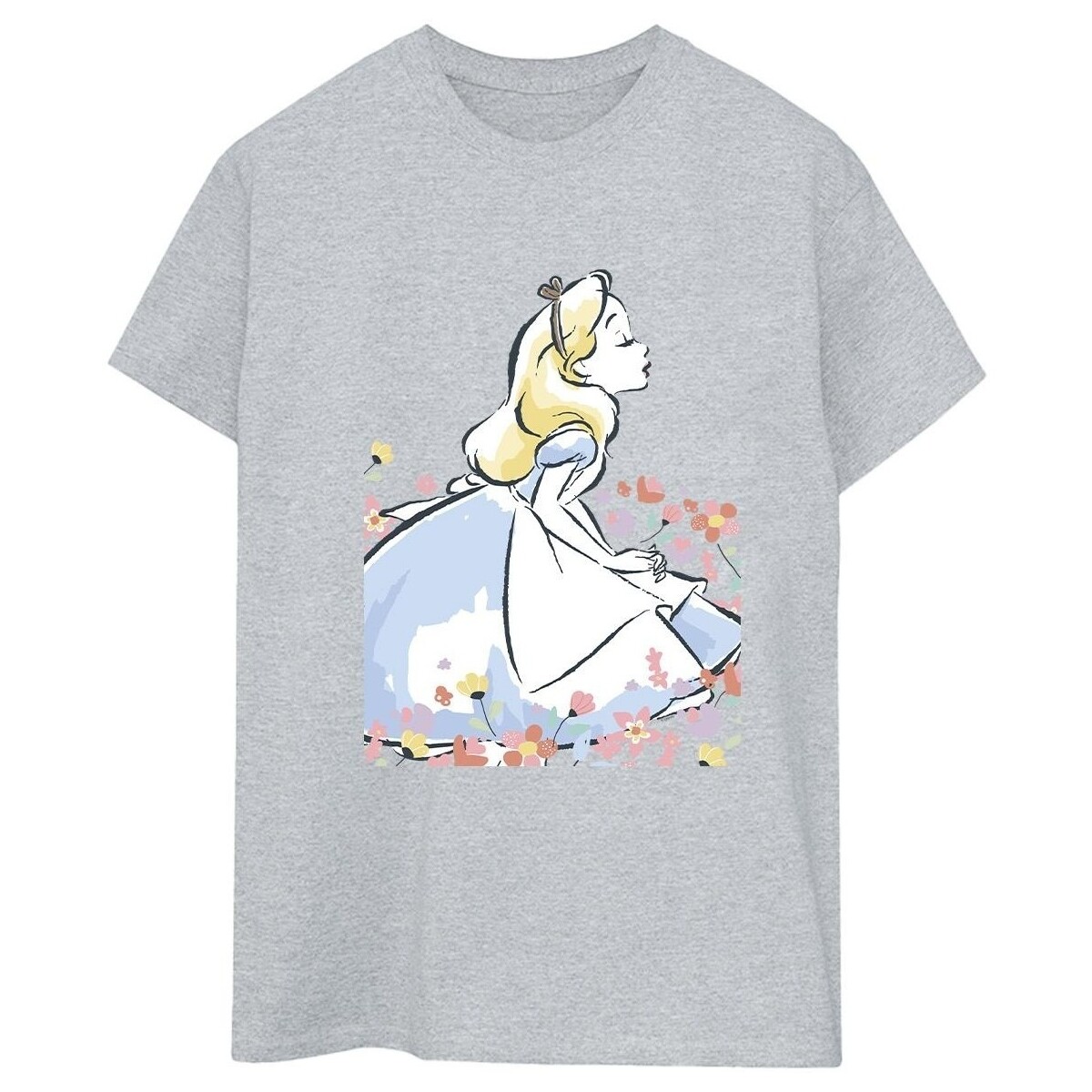 Abbigliamento Donna T-shirts a maniche lunghe Disney Alice In Wonderland Sketch Flowers Grigio