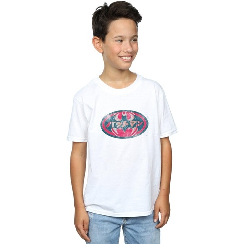 Abbigliamento Bambino T-shirt maniche corte Dc Comics Batman Japanese Logo Red Bianco