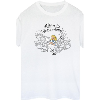 Abbigliamento Donna T-shirts a maniche lunghe Disney Alice In Wonderland Time For Tea Bianco
