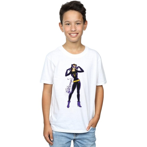 Abbigliamento Bambino T-shirt maniche corte Dc Comics Catwoman Happy Pose Bianco
