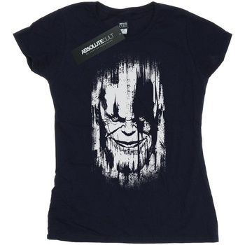 Abbigliamento Donna T-shirts a maniche lunghe Marvel Avengers Infinity War Thanos Face Blu
