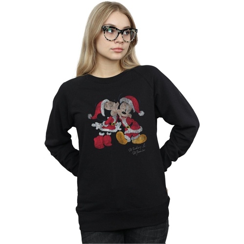 Abbigliamento Donna Felpe Disney Mickey And Minnie Christmas Kiss Nero