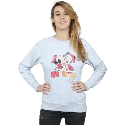 Abbigliamento Donna Felpe Disney Mickey And Minnie Christmas Kiss Grigio