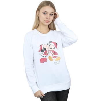 Abbigliamento Donna Felpe Disney Mickey And Minnie Christmas Kiss Bianco