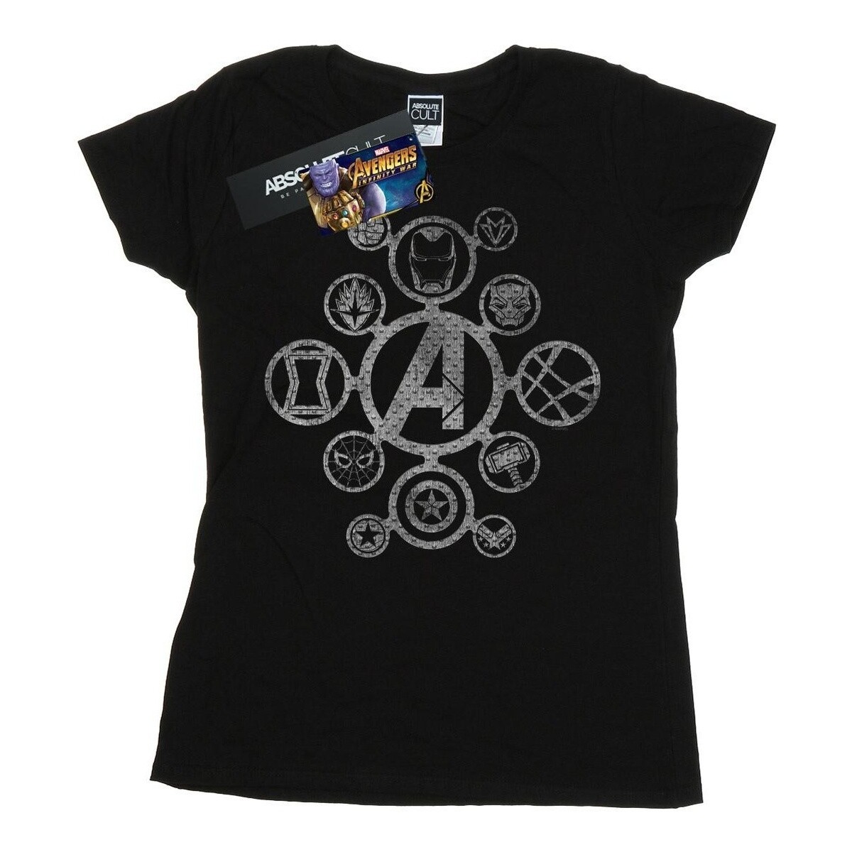 Abbigliamento Donna T-shirts a maniche lunghe Marvel Avengers Infinity War Distressed Metal Icons Nero