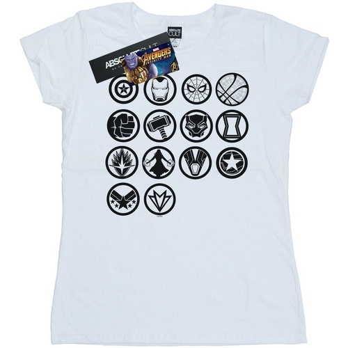 Abbigliamento Donna T-shirts a maniche lunghe Marvel Avengers Infinity War Icons Assemble Bianco