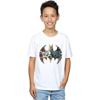 Abbigliamento Bambino T-shirt maniche corte Dc Comics Batman Comic Book Logo Bianco