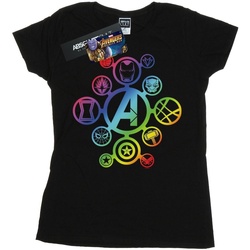 Abbigliamento Donna T-shirts a maniche lunghe Marvel Avengers Infinity War Rainbow Icons Nero