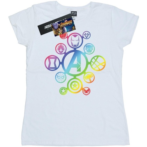 Abbigliamento Donna T-shirts a maniche lunghe Marvel Avengers Infinity War Rainbow Icons Bianco