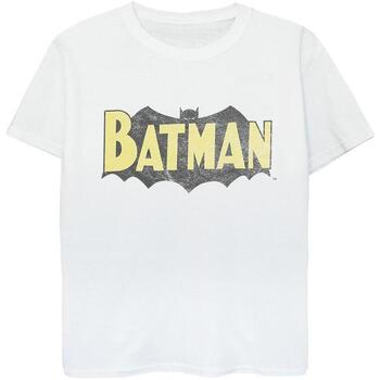 Abbigliamento Bambino T-shirt maniche corte Dc Comics Batman Retro Shield Fade Distress Bianco