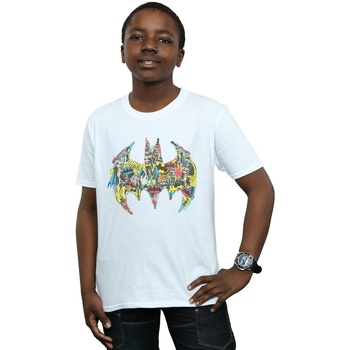 Abbigliamento Bambino T-shirt maniche corte Dc Comics Batman Batgirl Logo Collage Bianco