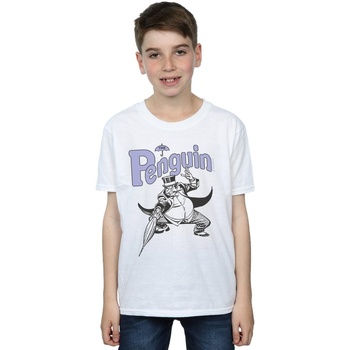 Abbigliamento Bambino T-shirt maniche corte Dc Comics Penguin Mono Action Pose Bianco
