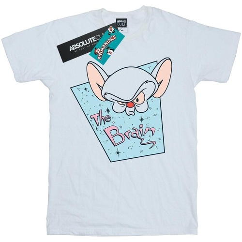 Abbigliamento Donna T-shirts a maniche lunghe Animaniacs The Brain Mugshot Bianco