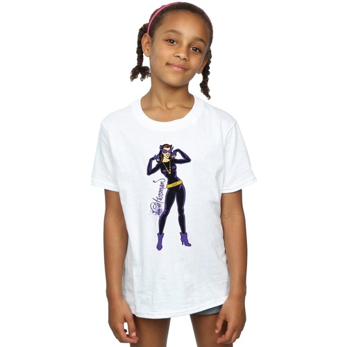Abbigliamento Bambina T-shirts a maniche lunghe Dc Comics Catwoman Happy Pose Bianco