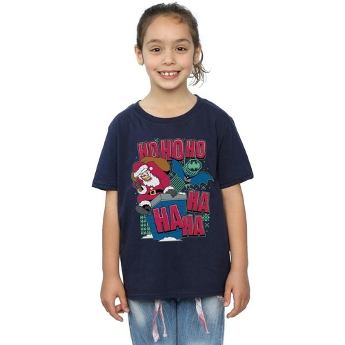 Abbigliamento Bambina T-shirts a maniche lunghe Dc Comics Batman And Joker Ha Ha Ha Ho Ho Ho Blu