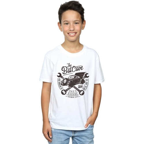 Abbigliamento Bambino T-shirt maniche corte Dc Comics Batman My Dad's Garage Bianco