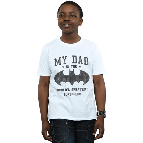 Abbigliamento Bambino T-shirt maniche corte Dc Comics Batman My Dad Is A Superhero Bianco