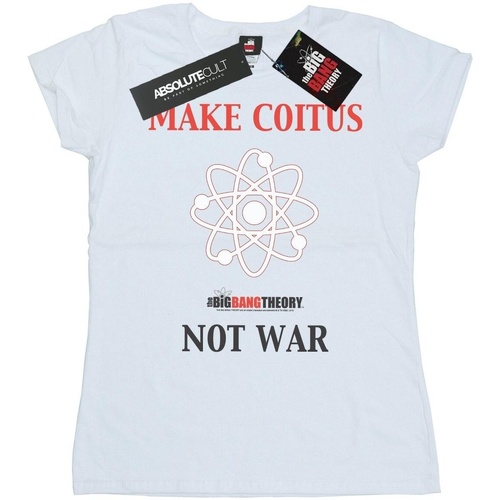 Abbigliamento Donna T-shirts a maniche lunghe The Big Bang Theory Make Coitus Not War Bianco