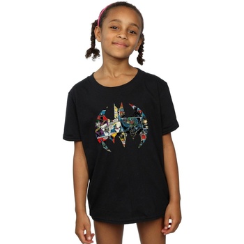 Abbigliamento Bambina T-shirts a maniche lunghe Dc Comics Batman Comic Book Logo Nero