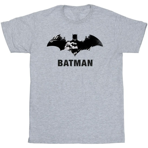 Abbigliamento Bambino T-shirt maniche corte Dc Comics Batman Black Stare Logo Grigio