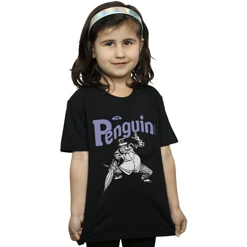 Abbigliamento Bambina T-shirts a maniche lunghe Dc Comics Penguin Mono Action Pose Nero