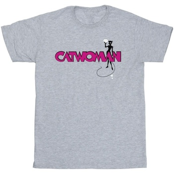 Abbigliamento Bambino T-shirt maniche corte Dc Comics Batman Catwoman Logo Grigio