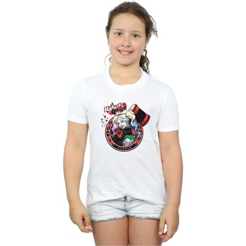 Abbigliamento Bambina T-shirts a maniche lunghe Dc Comics Harley Quinn Joker Patch Bianco