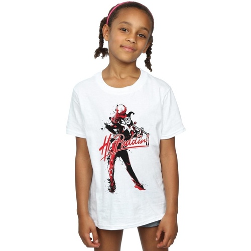 Abbigliamento Bambina T-shirts a maniche lunghe Dc Comics Harley Quinn Hi Puddin Bianco