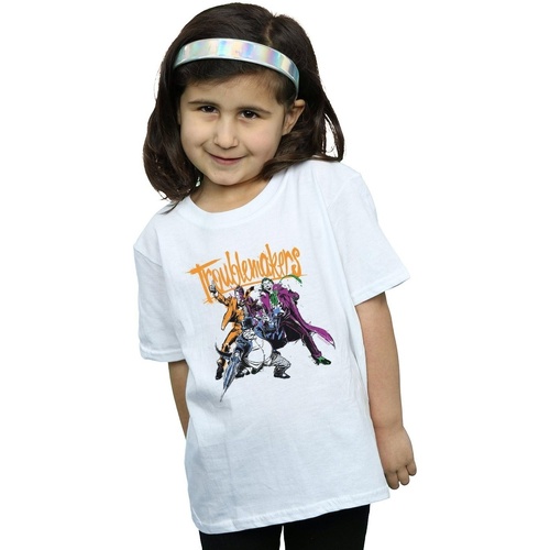 Abbigliamento Bambina T-shirts a maniche lunghe Dc Comics Batman Troublemakers Bianco