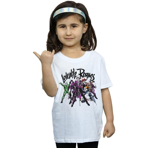 Abbigliamento Bambina T-shirts a maniche lunghe Dc Comics Batman Loveable Rogues Bianco