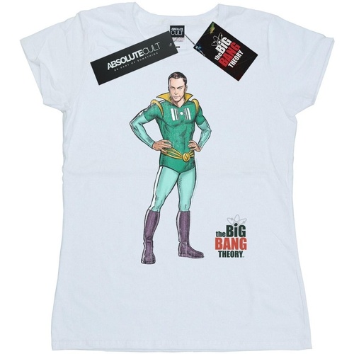 Abbigliamento Donna T-shirts a maniche lunghe The Big Bang Theory Sheldon Superhero Bianco