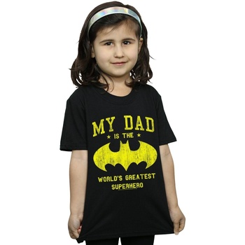 Abbigliamento Bambina T-shirts a maniche lunghe Dc Comics Batman My Dad Is A Superhero Nero