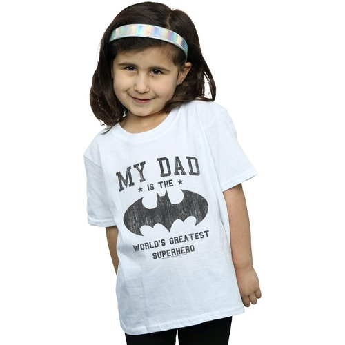 Abbigliamento Bambina T-shirts a maniche lunghe Dc Comics Batman My Dad Is A Superhero Bianco