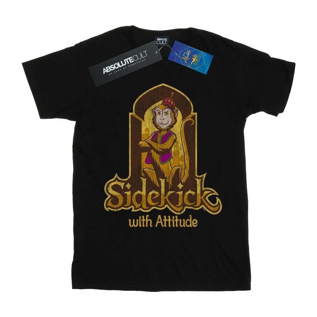 Abbigliamento Uomo T-shirts a maniche lunghe Disney Aladdin Movie Abu Sidekick With Attitude Nero