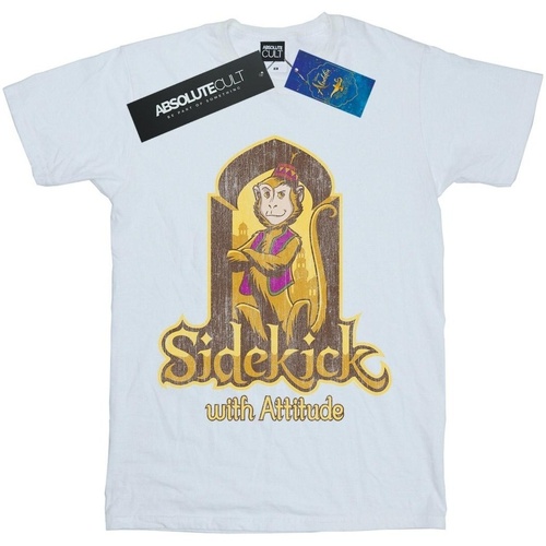 Abbigliamento Uomo T-shirts a maniche lunghe Disney Aladdin Movie Abu Sidekick With Attitude Bianco
