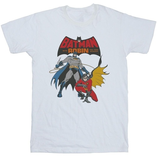 Abbigliamento Bambina T-shirts a maniche lunghe Dc Comics Batman And Robin Bianco