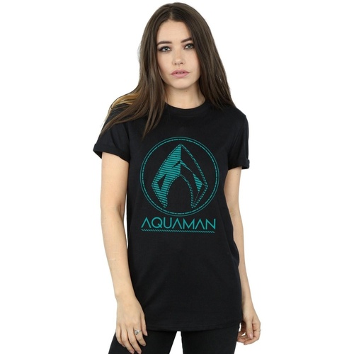 Abbigliamento Donna T-shirts a maniche lunghe Dc Comics Aquaman Aqua Logo Nero