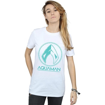 Abbigliamento Donna T-shirts a maniche lunghe Dc Comics Aquaman Aqua Logo Bianco