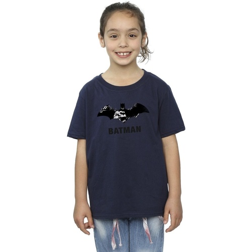 Abbigliamento Bambina T-shirts a maniche lunghe Dc Comics Batman Black Stare Logo Blu
