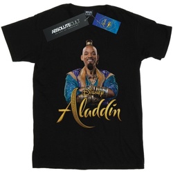 Abbigliamento Uomo T-shirts a maniche lunghe Disney Aladdin Movie Genie Photo Nero